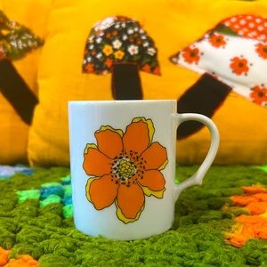 Vintage orange flower espresso mug